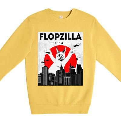 Catzilla Funny Big Floppa Meme Flopzilla Caracal Cat Lover Premium Crewneck Sweatshirt