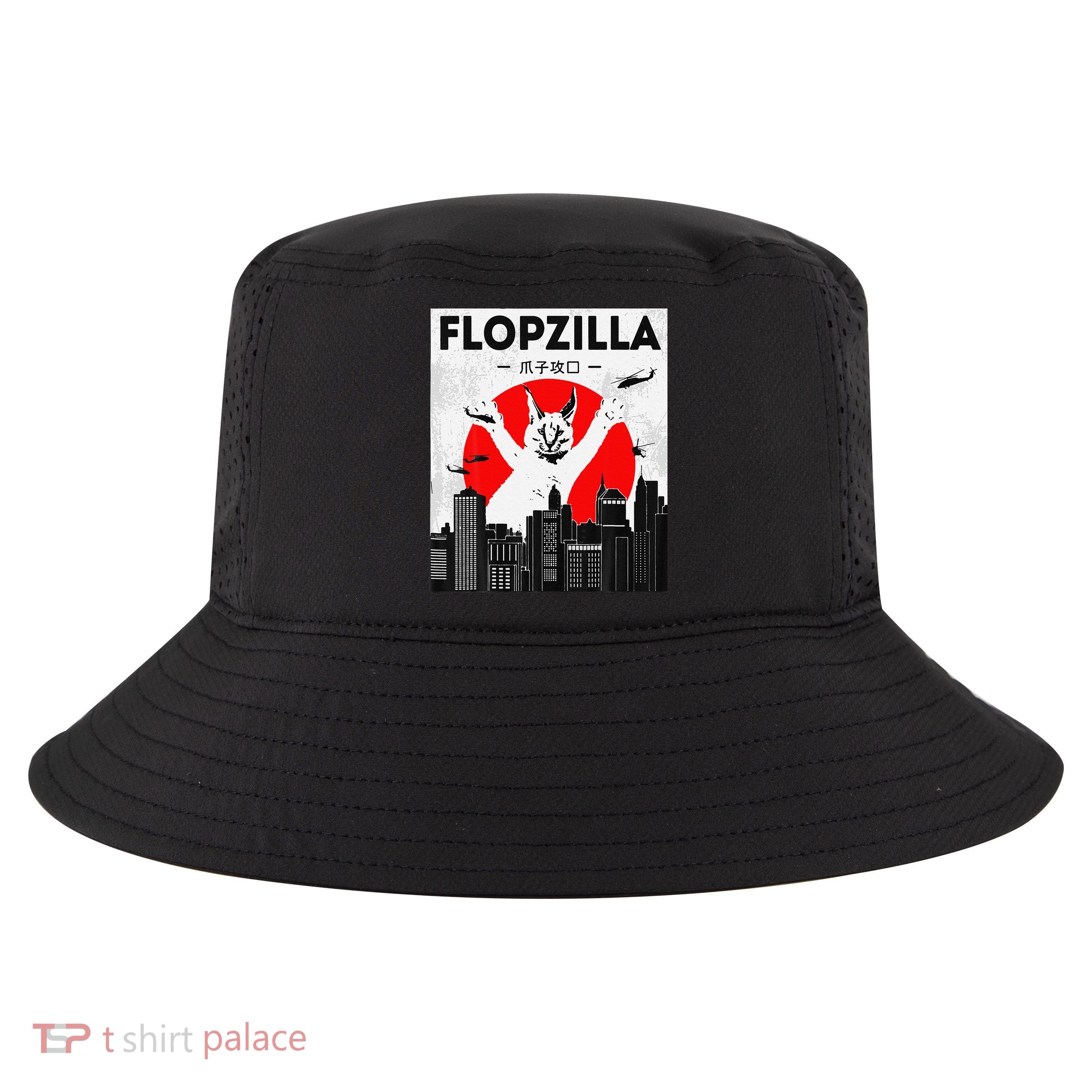 Catzilla Funny Big Floppa Meme Flopzilla Caracal Cat Lover Cool Comfort Performance Bucket Hat