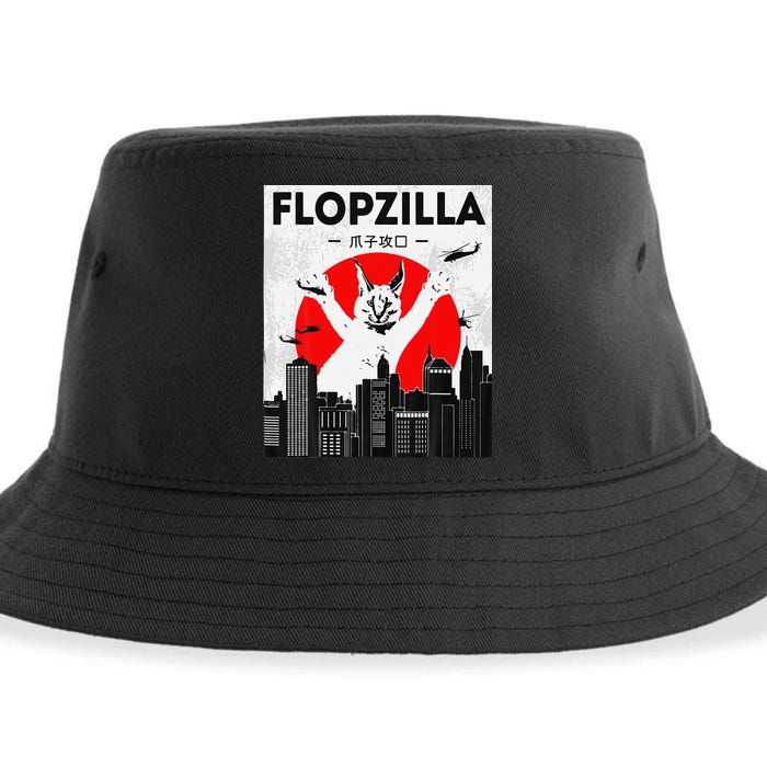 Catzilla Funny Big Floppa Meme Flopzilla Caracal Cat Lover Sustainable Bucket Hat