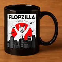 Catzilla Funny Big Floppa Meme Flopzilla Caracal Cat Lover 11oz C Handle Ceramic Mug