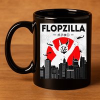 Catzilla Funny Big Floppa Meme Flopzilla Caracal Cat Lover 11oz C Handle Ceramic Mug