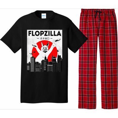 Catzilla Funny Big Floppa Meme Flopzilla Caracal Cat Lover Pajama Set