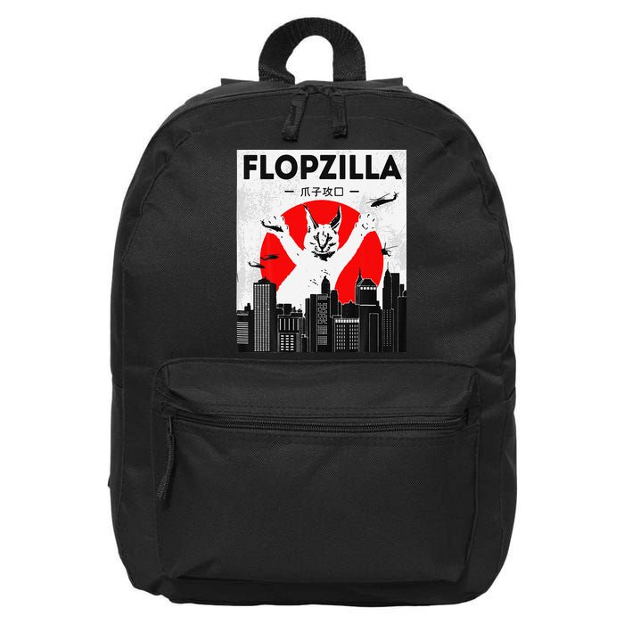 Catzilla Funny Big Floppa Meme Flopzilla Caracal Cat Lover 16 in Basic Backpack