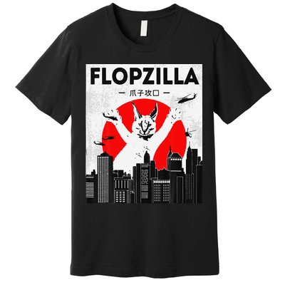 Catzilla Funny Big Floppa Meme Flopzilla Caracal Cat Lover Premium T-Shirt