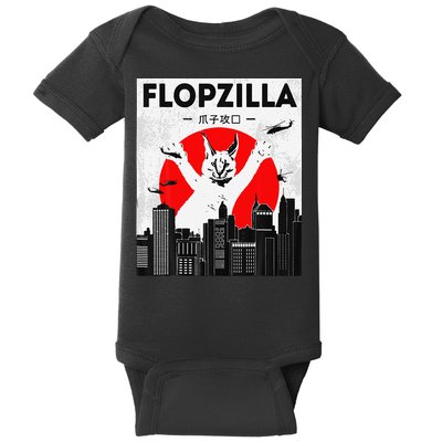 Catzilla Funny Big Floppa Meme Flopzilla Caracal Cat Lover Baby Bodysuit
