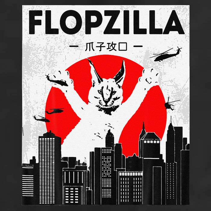 Catzilla Funny Big Floppa Meme Flopzilla Caracal Cat Lover Trucker Hat