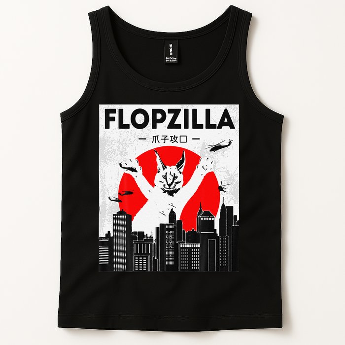 Catzilla Funny Big Floppa Meme Flopzilla Caracal Cat Lover Tank Top