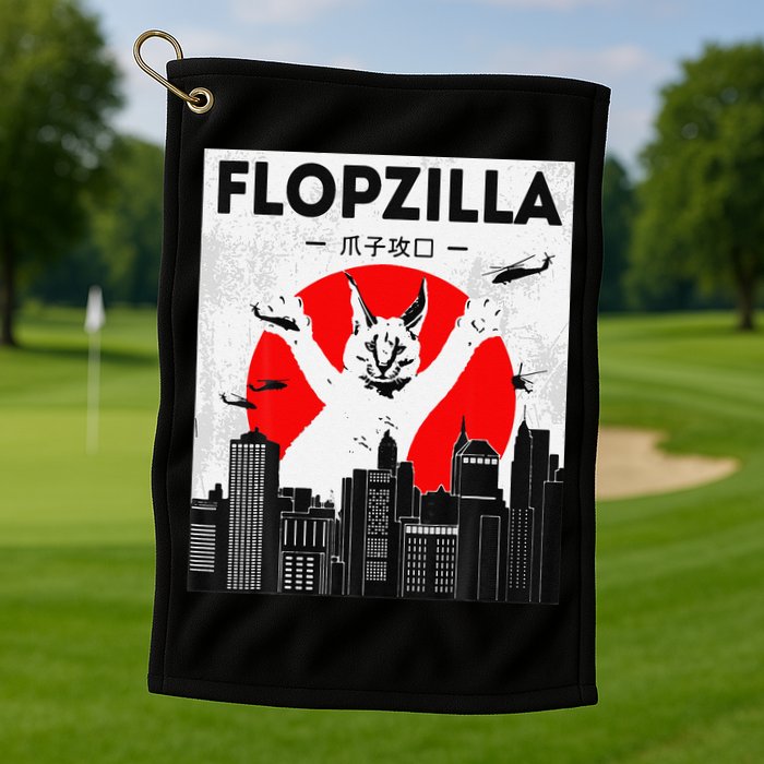 Catzilla Funny Big Floppa Meme Flopzilla Caracal Cat Lover Golf Towel