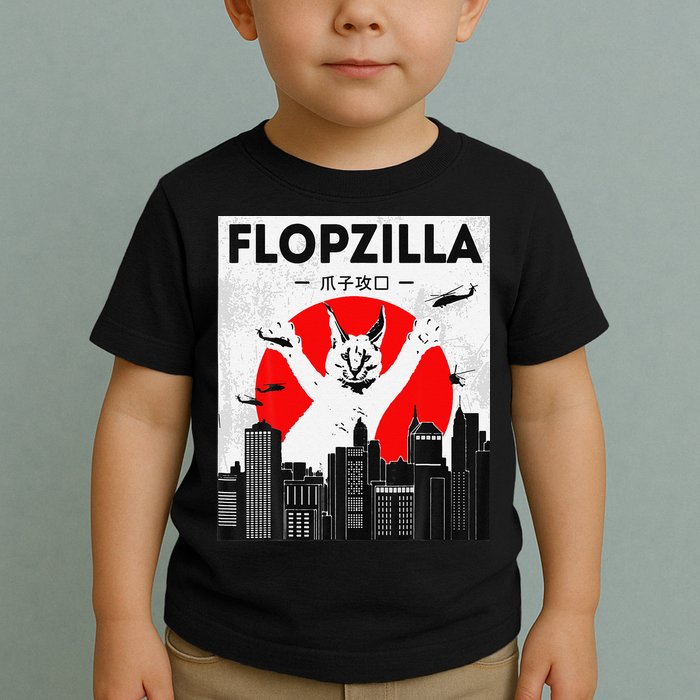Catzilla Funny Big Floppa Meme Flopzilla Caracal Cat Lover Toddler T-Shirt