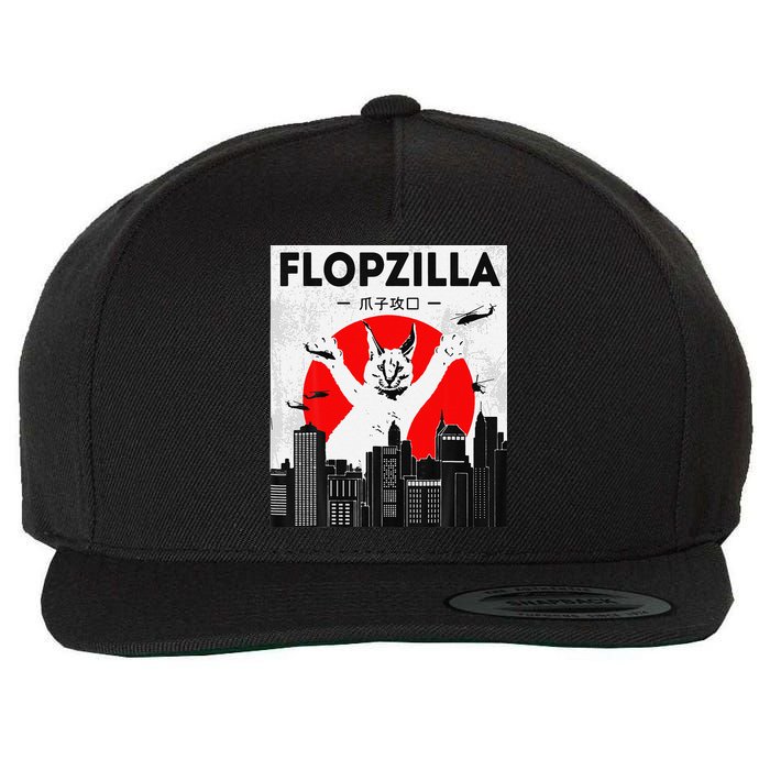 Catzilla Funny Big Floppa Meme Flopzilla Caracal Cat Lover Wool Snapback Cap