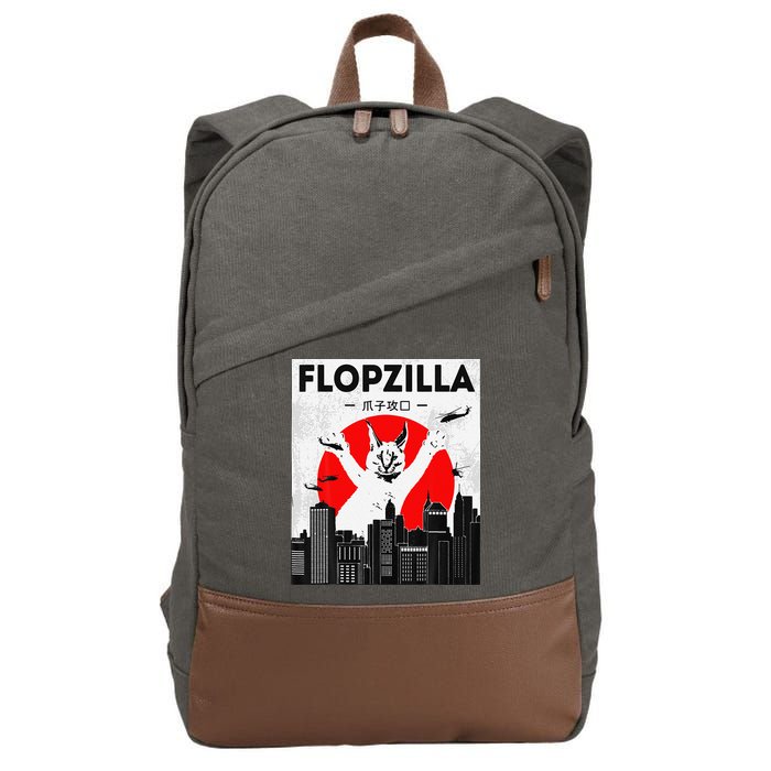 Catzilla Funny Big Floppa Meme Flopzilla Caracal Cat Lover Cotton Canvas Backpack