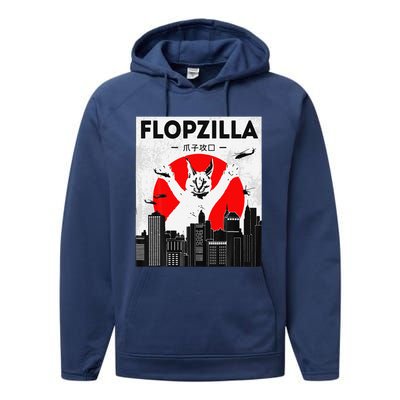 Catzilla Funny Big Floppa Meme Flopzilla Caracal Cat Lover Performance Fleece Hoodie