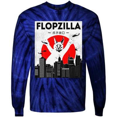 Catzilla Funny Big Floppa Meme Flopzilla Caracal Cat Lover Tie-Dye Long Sleeve Shirt