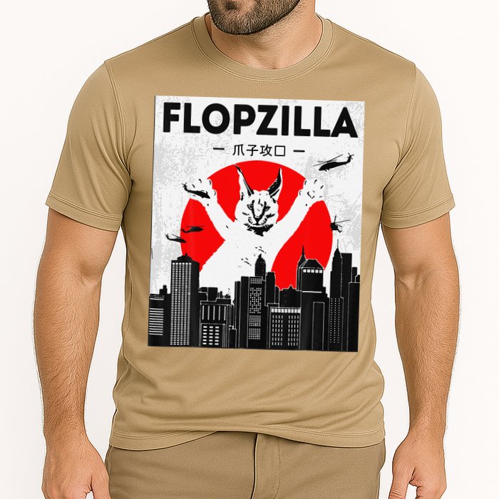 Catzilla Funny Big Floppa Meme Flopzilla Caracal Cat Lover Performance Shirt