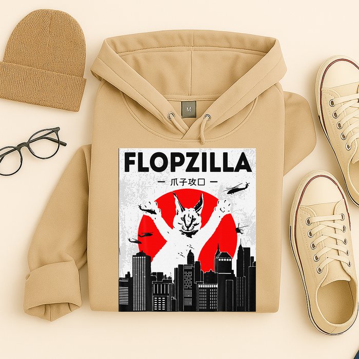 Catzilla Funny Big Floppa Meme Flopzilla Caracal Cat Lover Hoodie