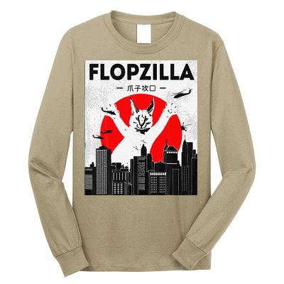 Catzilla Funny Big Floppa Meme Flopzilla Caracal Cat Lover Long Sleeve Shirt