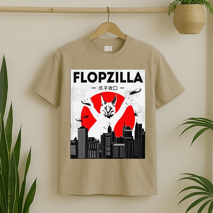 Catzilla Funny Big Floppa Meme Flopzilla Caracal Cat Lover T-Shirt
