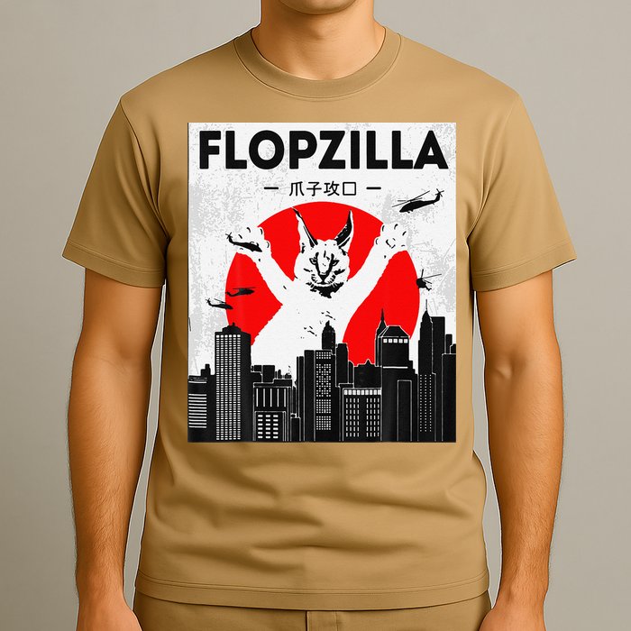 Catzilla Funny Big Floppa Meme Flopzilla Caracal Cat Lover T-Shirt