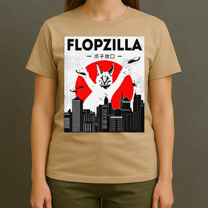 Catzilla Funny Big Floppa Meme Flopzilla Caracal Cat Lover T-Shirt