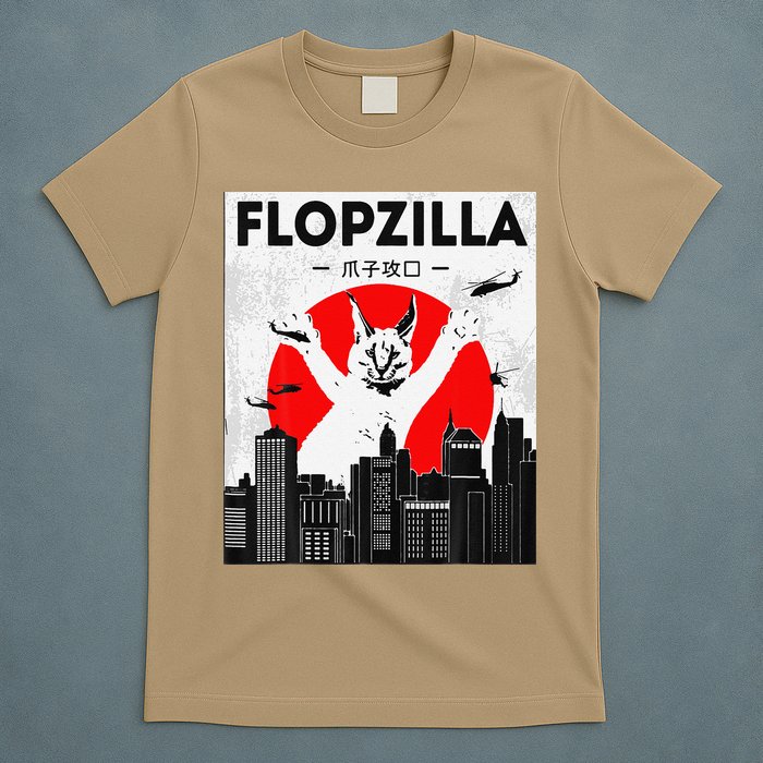 Catzilla Funny Big Floppa Meme Flopzilla Caracal Cat Lover T-Shirt