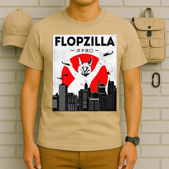 Catzilla Funny Big Floppa Meme Flopzilla Caracal Cat Lover T-Shirt