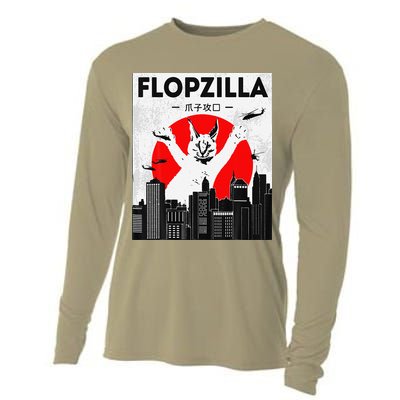 Catzilla Funny Big Floppa Meme Flopzilla Caracal Cat Lover Cooling Performance Long Sleeve Crew