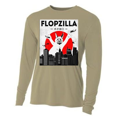 Catzilla Funny Big Floppa Meme Flopzilla Caracal Cat Lover Cooling Performance Long Sleeve Crew