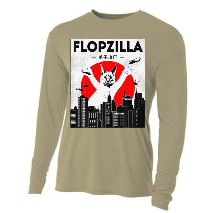 Catzilla Funny Big Floppa Meme Flopzilla Caracal Cat Lover Cooling Performance Long Sleeve Crew