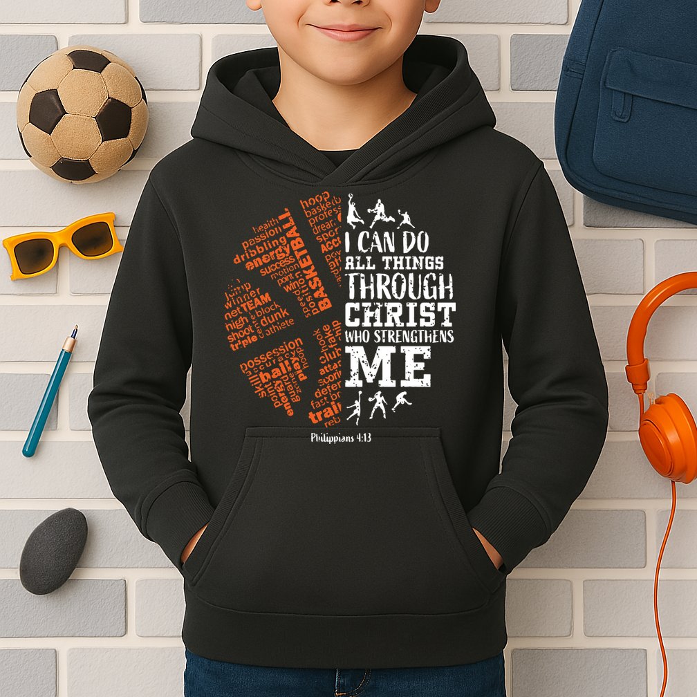 Christian Funny Basketball Bible Verses Gifts Pullover Kids Hoodie