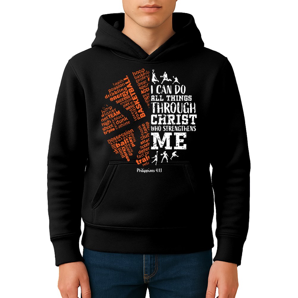 Christian Funny Basketball Bible Verses Gifts Pullover Kids Hoodie