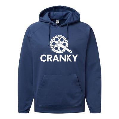 Cranky Funny Bike Gifts Cycling Bike Lover Performance Fleece Hoodie