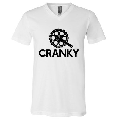 Cranky Funny Bike Gifts Cycling Bike Lover V-Neck T-Shirt