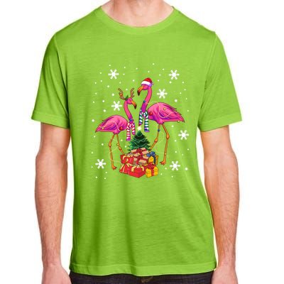 Christmas Flamingos Beach Snowflakes Deck The Palms Gift Adult ChromaSoft Performance T-Shirt