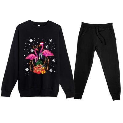 Christmas Flamingos Beach Snowflakes Deck The Palms Gift Premium Crewneck Sweatsuit Set