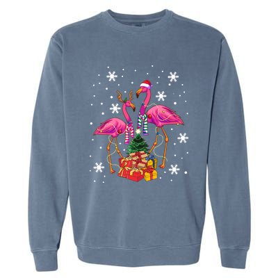 Christmas Flamingos Beach Snowflakes Deck The Palms Gift Garment-Dyed Sweatshirt