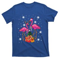 Christmas Flamingos Beach Snowflakes Deck The Palms Gift T-Shirt