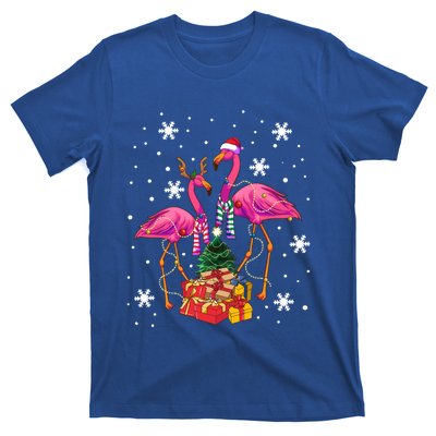 Christmas Flamingos Beach Snowflakes Deck The Palms Gift T-Shirt