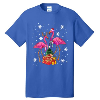 Christmas Flamingos Beach Snowflakes Deck The Palms Gift Tall T-Shirt