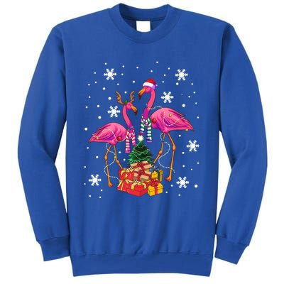 Christmas Flamingos Beach Snowflakes Deck The Palms Gift Tall Sweatshirt