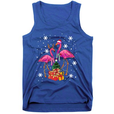 Christmas Flamingos Beach Snowflakes Deck The Palms Gift Tank Top