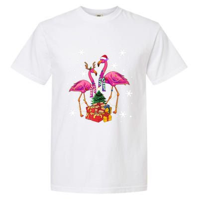 Christmas Flamingos Beach Snowflakes Deck The Palms Gift Garment-Dyed Heavyweight T-Shirt