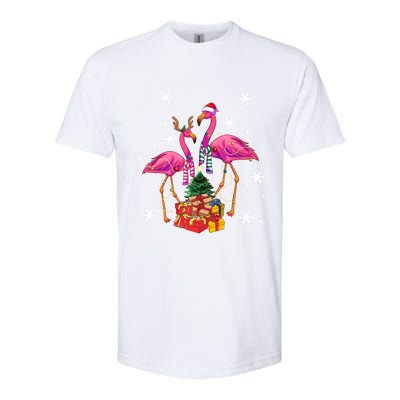 Christmas Flamingos Beach Snowflakes Deck The Palms Gift Softstyle® CVC T-Shirt