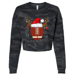 Christmas Football Ball Santa Hat Reindeer Xmas Boys Cropped Pullover Crew