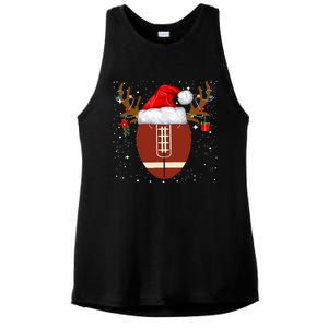 Christmas Football Ball Santa Hat Reindeer Xmas Boys Ladies PosiCharge Tri-Blend Wicking Tank