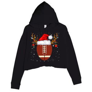 Christmas Football Ball Santa Hat Reindeer Xmas Boys Crop Fleece Hoodie