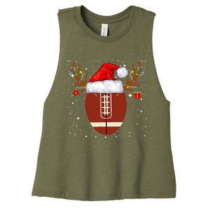 Christmas Football Ball Santa Hat Reindeer Xmas Boys Women's Racerback Cropped Tank