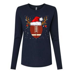 Christmas Football Ball Santa Hat Reindeer Xmas Boys Womens Cotton Relaxed Long Sleeve T-Shirt