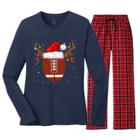 Christmas Football Ball Santa Hat Reindeer Xmas Boys Women's Long Sleeve Flannel Pajama Set 