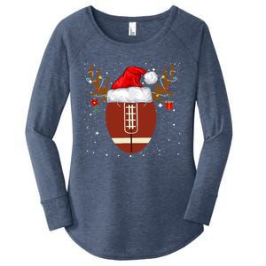 Christmas Football Ball Santa Hat Reindeer Xmas Boys Women's Perfect Tri Tunic Long Sleeve Shirt