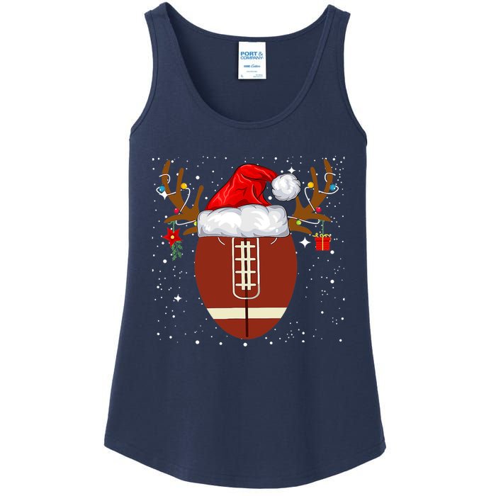 Christmas Football Ball Santa Hat Reindeer Xmas Boys Ladies Essential Tank